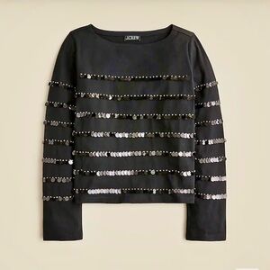 J. Crew NWT Heavy jersey long-sleeve T-shirt with paillette embellishment